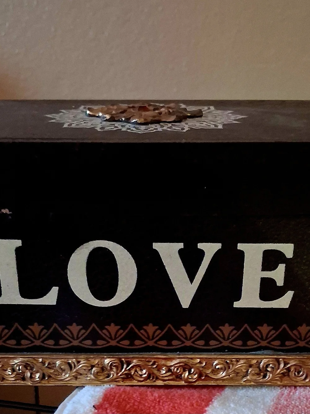Decorative 'LOVE' Wooden Box in Black and Gold